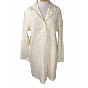 Denim & Co Jacket Women’s Size Medium Linen Blend Yellow Collar Buttons Ladies